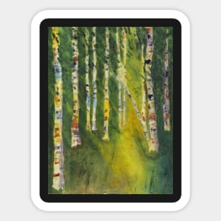 Sunlit Birches Watercolor Batik Sticker